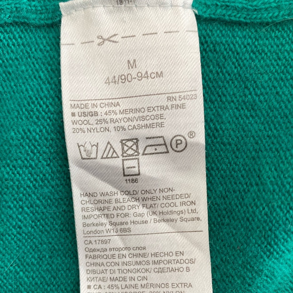 Banana Republic Green V-Neck Women's Sweater merino cashmere rayon blend size M - Picture 8 of 8